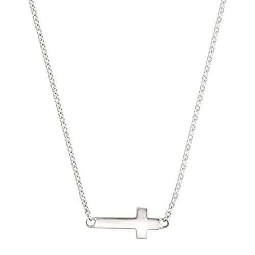 Simplex Horizontal Cross Pendant Necklace ، فضة استرليني ، أبيض Simplex Horizontal Cross Pendant Necklace ، فضة استرليني ، أبيض
