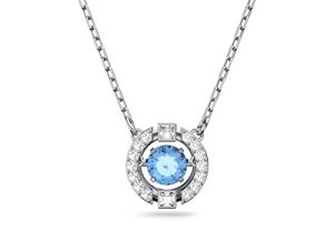 مجموعة مجوهرات Swarovski Sparkling Dance Round Jewelry ، لمسة نهائية من الروديوم ، كريستالات زرقاء ، كريستالات شفافة