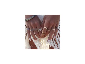 خواتم CSIYANJRY99 Boho Star Moon Knuckle Stacking للسيدات المراهقات ، خواتم إصبع ميدي من الكريستال عتيقة على شكل قلب قابلة للتكديس
