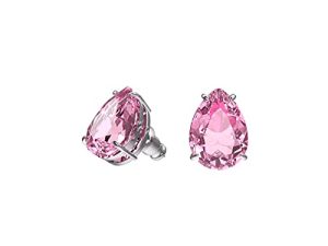 أقراط Swarovski Gema ذات مسمار مثقوب ، مع قطع دمعة وردية اللون من كريستال سواروفسكي على مظهر نهائي من الروديوم ، وهي جزء من مجموعة سواروفسكي جيما