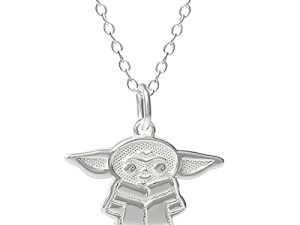 ديزني ستار وورز The Mandalorian Grogu Sterling Silver Pendant Necklace ، رخصة رسمية
