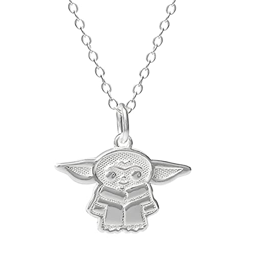 ديزني ستار وورز The Mandalorian Grogu Sterling Silver Pendant Necklace ، رخصة رسمية ديزني ستار وورز The Mandalorian Grogu Sterling Silver Pendant Necklace ، رخصة رسمية