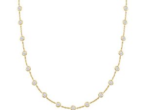 روس سيمونز 10.00 قيراط tw Bezel-Set CZ Station necklace من الذهب عيار 18 قيراطًا على الجنيه الاسترليني