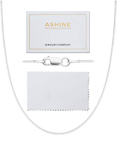 ASHINE 925 من الفضة الإسترليني 1 مم و 0.8 قلادة على شكل صندوق إيطالي 16 "- 30" مع قماش تلميع فضي ASHINE 925 من الفضة الإسترليني 1 مم و 0.8 قلادة على شكل صندوق إيطالي 16 "- 30" مع قماش تلميع فضي