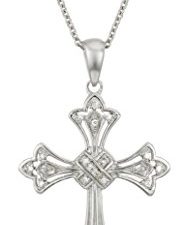 Amazon Collection Silver Diamond Accent Cross قلادة قلادة ، 18 بوصة