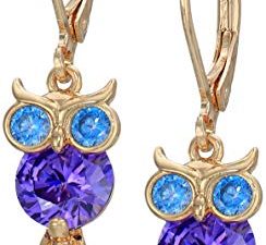 أقراط Betsey Johnson CZ Owl Drop
