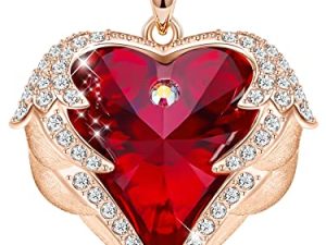 عقد قلب CDE Angel Wing Love للنساء ، فضي / ذهبي اللون قلادة قلادة هدايا مجوهرات لها في الكريسماس ، عيد الحب / عيد الأم ، الذكرى السنوية ، هدايا عيد الميلاد للنساء والفتيات الزوجة الصديقة