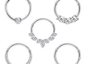 أقراط Drperfect Daith 16G الفولاذ المقاوم للصدأ الغضروف اللولب الزنمة الأنف هوب ثقب المجوهرات 8MM 10MM الفضة الذهب الوردي الذهب المطلي تشيكوسلوفاكيا الحاجز المفصلي حلقات الفرس