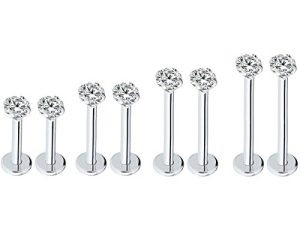 مجوهرات إنجوي 16G الفولاذ المقاوم للصدأ 3 مللي متر تشيكوسلوفاكيا الشفاه ترصيع Labret مونرو الأنف الزنمة اللولب ثقب الأذن مجوهرات