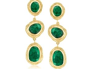 روس سيمونز 17.90 ct. tw أقراط قطرة Emerald Station من الذهب عيار 18 قيراطًا على الجنيه الاسترليني