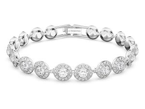 مجموعة مجوهرات Swarovski Angelic Crystal ، لمسة نهائية من الروديوم ، والكريستال الأزرق ، والكريستال الوردي ، والكريستال الشفاف
