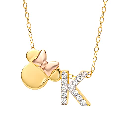 عقد بقلادة بشكل أولي من زركونيا مكعب مطلية بالذهب من Disney Minnie Mouse ، حرف A إلى Z ، ذهبي على الفضة الإسترليني ، 18 " عقد بقلادة بشكل أولي من زركونيا مكعب مطلية بالذهب من Disney Minnie Mouse ، حرف A إلى Z ، ذهبي على الفضة الإسترليني ، 18 "