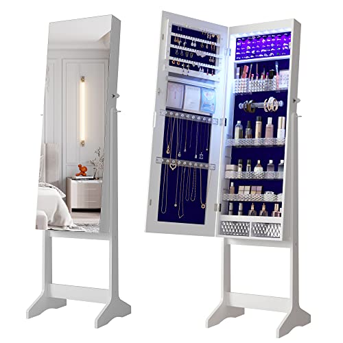 دولاب مجوهرات من Gurexl مقاس 60 بوصة ، 8 LEDS ، مثبت على الحائط / الباب / قائم على الأرض ، خزانة مجوهرات قابلة للقفل ومرآة بطول كامل مع رف تخزين أكريليك قابل للتعديل لغرفة المعيشة وغرفة النوم والحمام دولاب مجوهرات من Gurexl مقاس 60 بوصة ، 8 LEDS ، مثبت على الحائط / الباب / قائم على الأرض ، خزانة مجوهرات قابلة للقفل ومرآة بطول كامل مع رف تخزين أكريليك قابل للتعديل لغرفة المعيشة وغرفة النوم والحمام