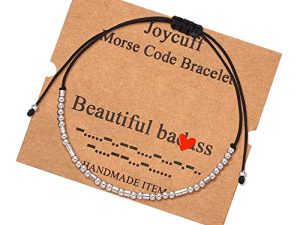 JoycuFF Morse Code أساور للنساء مجوهرات ملهمة مرحة هدايا لأميها وأختها وأختها وصديقها القابل للتعديل من الحرير المطرز بالخرز ...