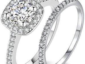 Jude Jewellers Silver Rose Gold 1.5 قيراط المشاركة في الزفاف خاتم العرسان الأبدي