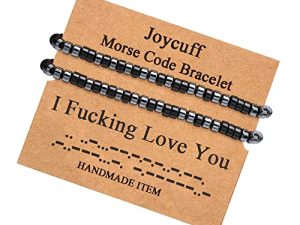 أساور JoycuFF Morse Code للنساء والرجال هدايا لها له أمي وأبي وابنتها شقيقة أفضل صديق أساور ملهمة مرحة للنساء والفتيات مجوهرات سوار التفاف مطرز من الحرير قابل للتعديل