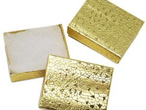 علبة مجوهرات ذهبية مملوءة بالقطن 100 قطعة من Mooca # 11 ، 2 1/8 × 1 5/8 × 3/4 بوصة ، لون ذهبي
