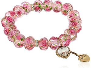 Betsey Johnson Tzarina Pink Stretch سوار من الخرز الوردي