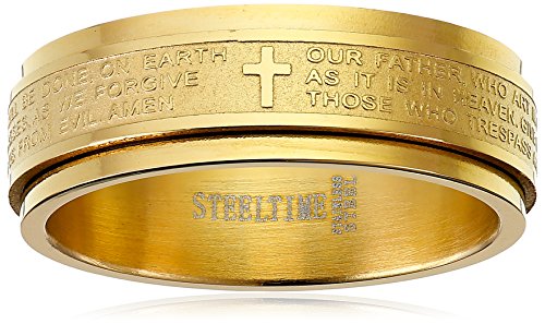 Amazon Collection Steeltime خاتم رجالي مطلي بالذهب عيار 18 قيراط Amazon Collection Steeltime خاتم رجالي مطلي بالذهب عيار 18 قيراط