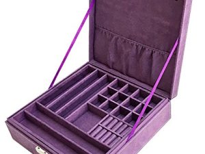 Sodynee® Purple Two-Lint Jewelry Box Organizer Display Case Storage Case with Lock