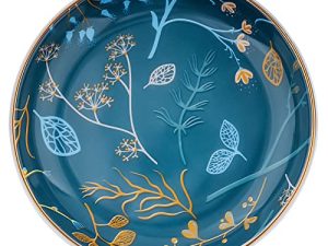 طبق دائري من Goporcelain من السيراميك للمجوهرات - طبق دائري بوهيمي / بوهو ، طبق مجوهرات مزخرف ، حامل أطباق حلقة منظم المجوهرات صغير (أزرق)
