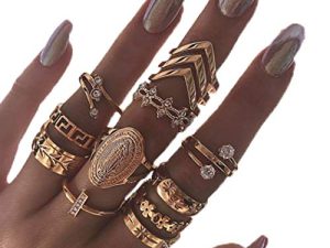 Edary Vintage Ring Set مجموعة خواتم المفصل المنحوتة من الأحجار الكريمة الكريستالية خواتم قابلة للتكديس مجموعة خواتم الاصبع الوسطى للنساء والفتيات
