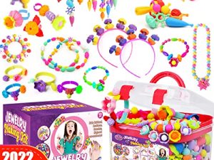 مجموعة أدوات صنع المجوهرات المصنوعة من خرز البوب من قودي كينج للأطفال - ألعاب Snap PopBead للفتيات والأطفال من الفن والحرف اليدوية DIY بها بنفسك أساور حبة البوب قلادة هيرباند وحلقات لعبة للبنات بعمر 3 4 5 6 7 8 سنوات